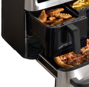 Tri Zone 13.6L Air Fryer & Oven, 3 Independent Cooking Zones, Dual Air Fryer Baskets + 5L Flat Oven, 6 Functions per Basket, PFAS-Free